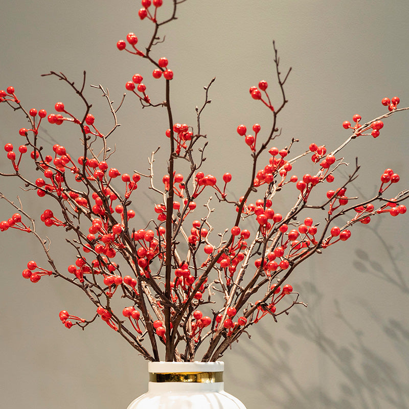Künstliche Fortune-Frucht in dunkelgrüner Steingutvase - 31.5"