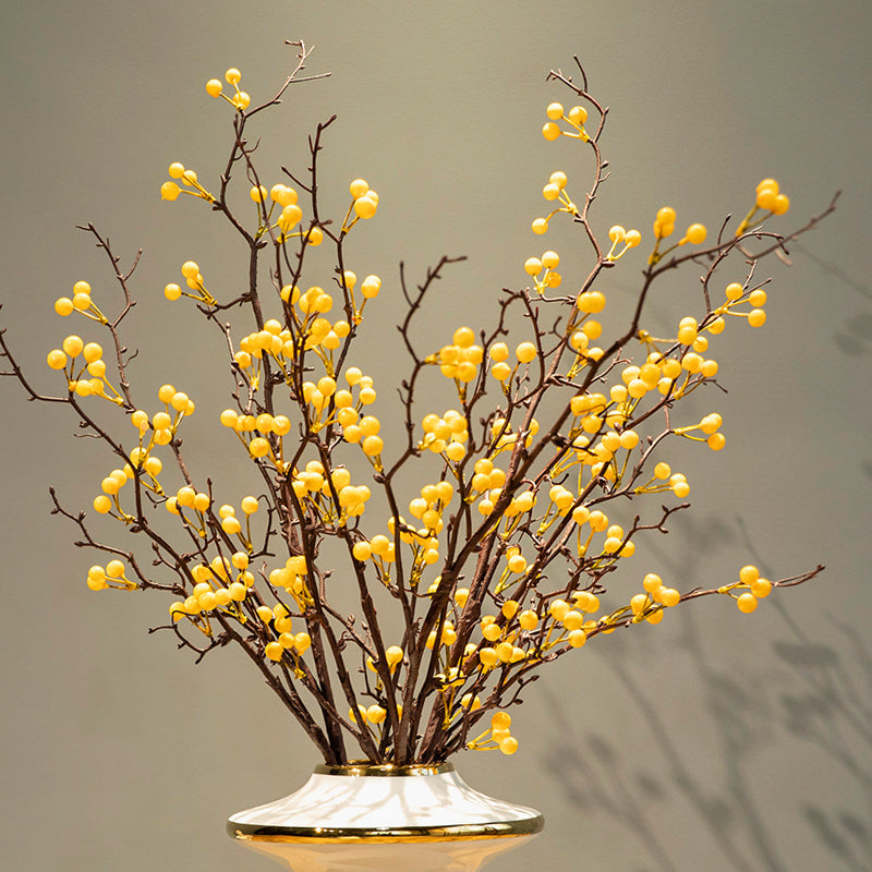 Künstliche Fortune-Frucht in dunkelgrüner Steingutvase - 31.5"