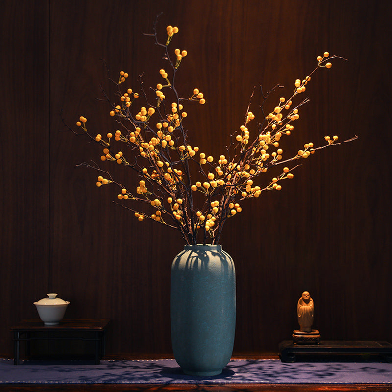 Künstliche Fortune-Frucht in dunkelgrüner Steingutvase - 31.5"