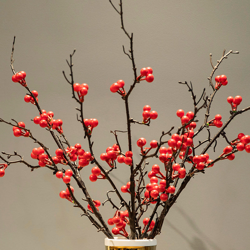 Künstliche Fortune-Frucht in blauer Steingutvase - 21,5"