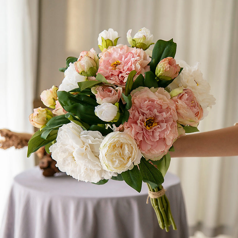 Faux Peony Stem - Blooming Floral Branch - 19.2"
