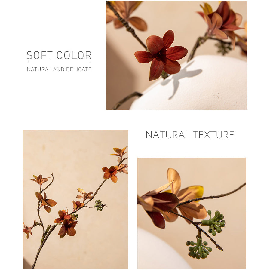 Zijde Herfst Furin-Tsutsuji Tak in Eenvoudige Keramische Vaas - 15"