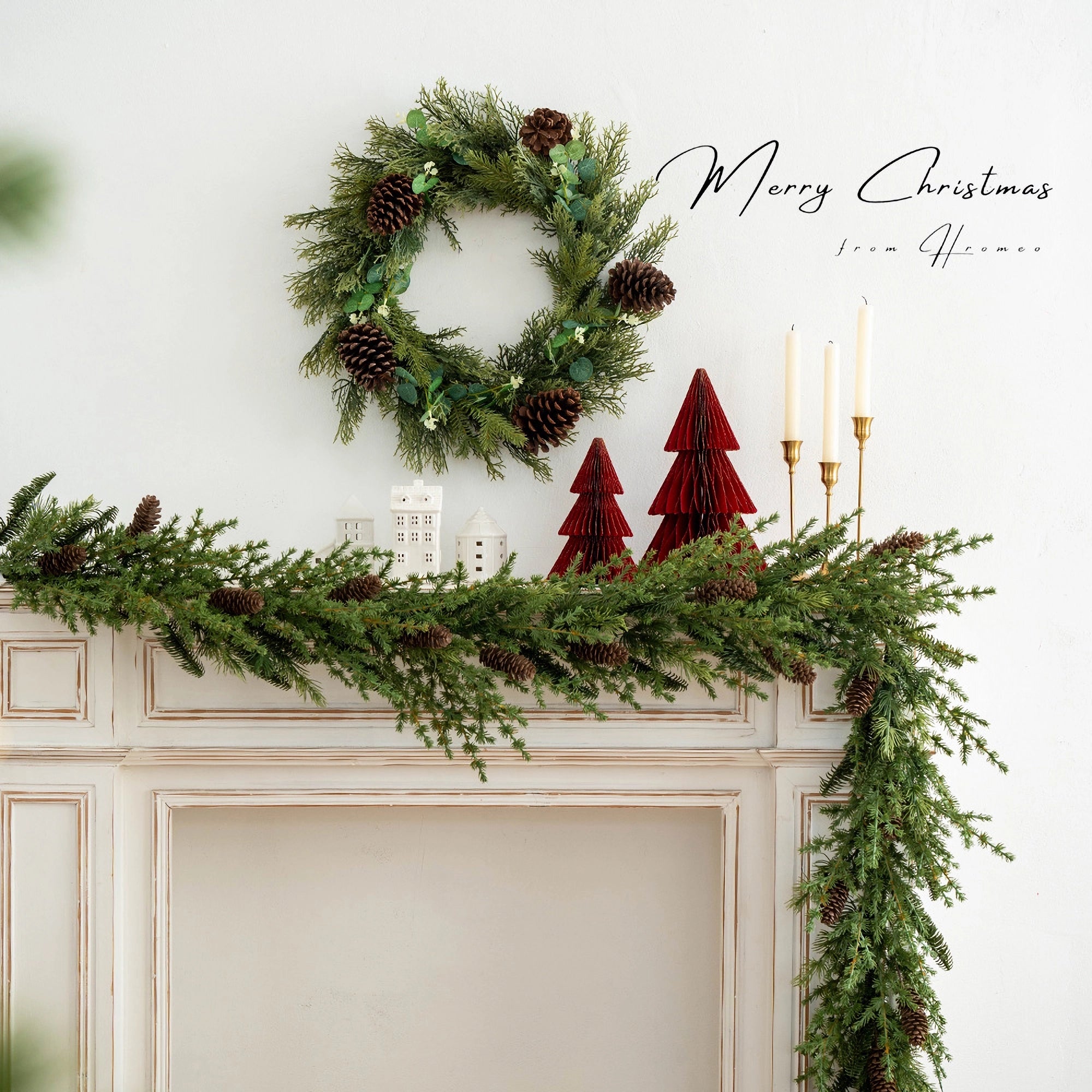 Gemischte künstliche Weihnachtskieferngirlande mit Kiefernzapfen - 79&