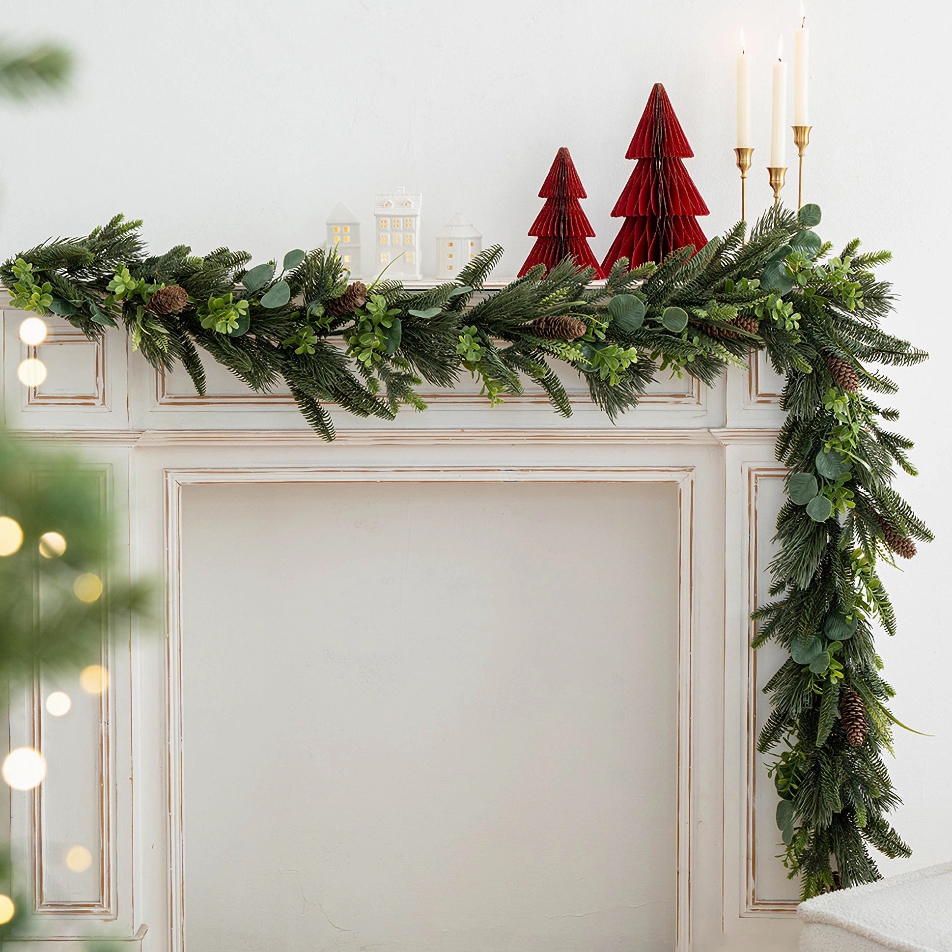 Deluxe gemischte künstliche Weihnachtskieferngirlande mit Kiefernzapfen - 79&