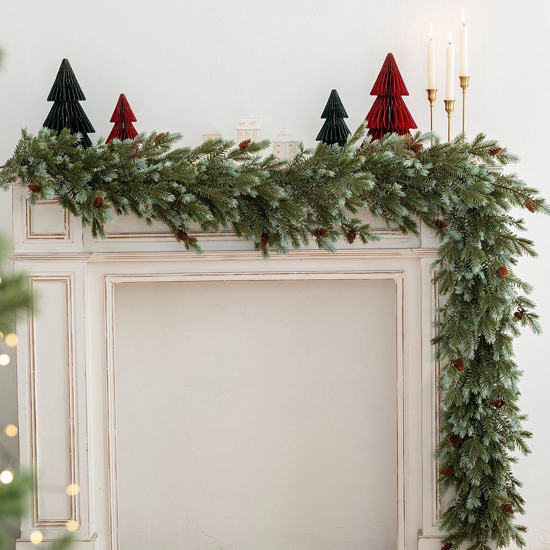 Real Touch Gemengde Kunstmatige Kerstdennen Guirlande met Dennenappels - 79&