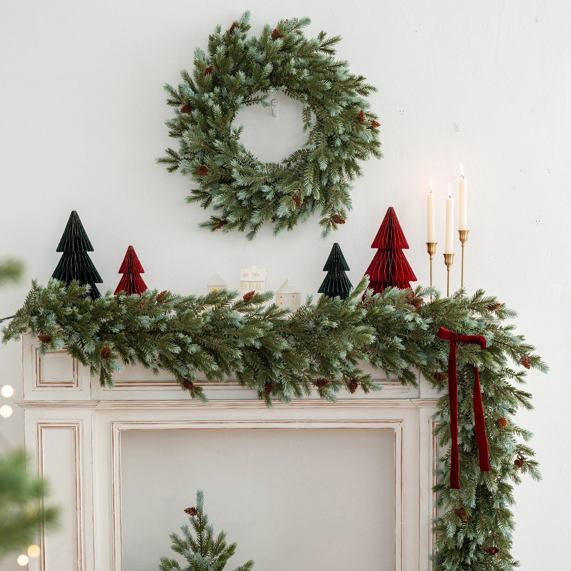 Real Touch Gemengde Kunstmatige Kerstdennen Guirlande met Dennenappels - 79&