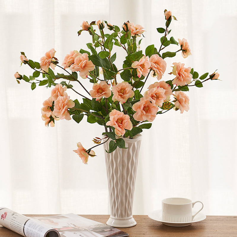 Real Touch Artificial China Rose Stem - Botanical Rose Branch - 29.5"
