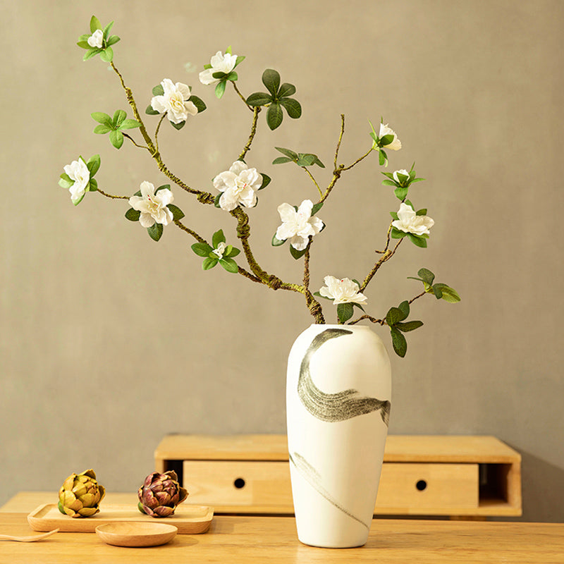 Azalea kunstbloemarrangement in inktverfschilderijvaas - 33.5"