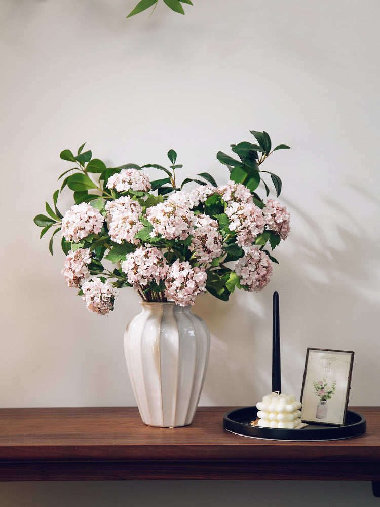 3-Head Hydrangea in White Ceramic Vase - 19.6"