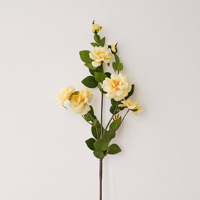 Real Touch Artificial China Rose Stem - Botanical Rose Branch - 29.5"