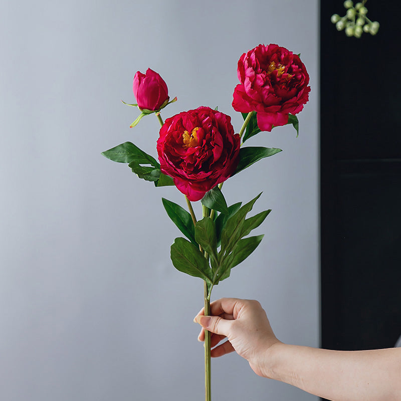 Fusto di Peonia Finta Real Touch - Ramo Floreale a Piena Fioritura per Composizioni in Vaso - 29,5"