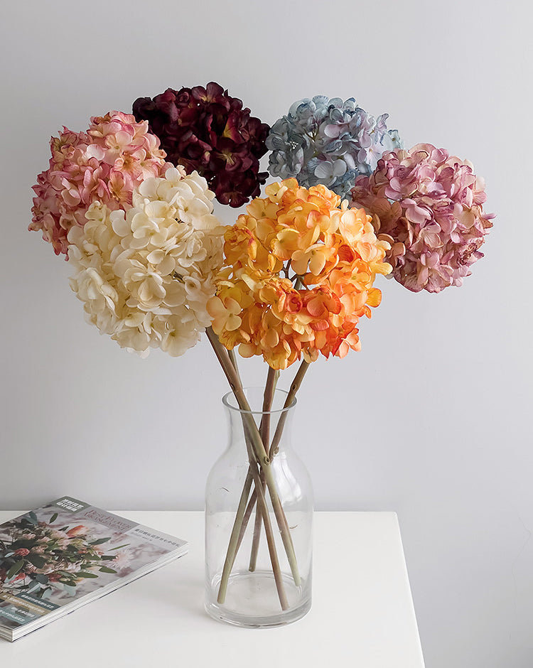 Real Touch Faux Hydrangea Stem – Full Bloom Floral Branch – 26"