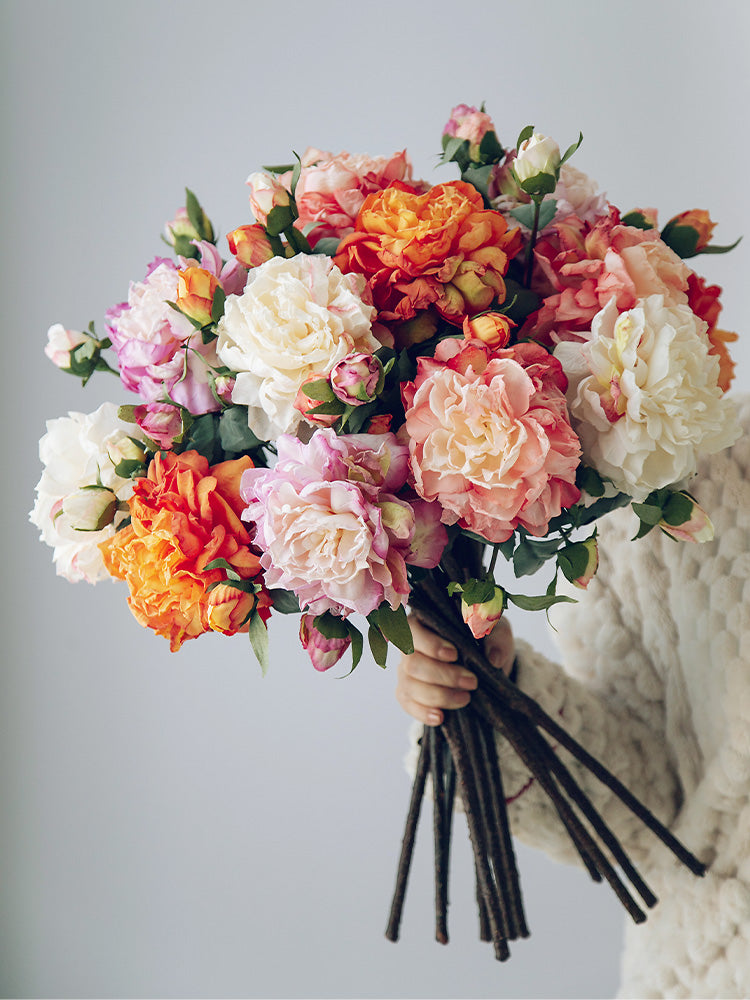 Kunstmatige Verbrande Rand Pioenroos - 23.6"