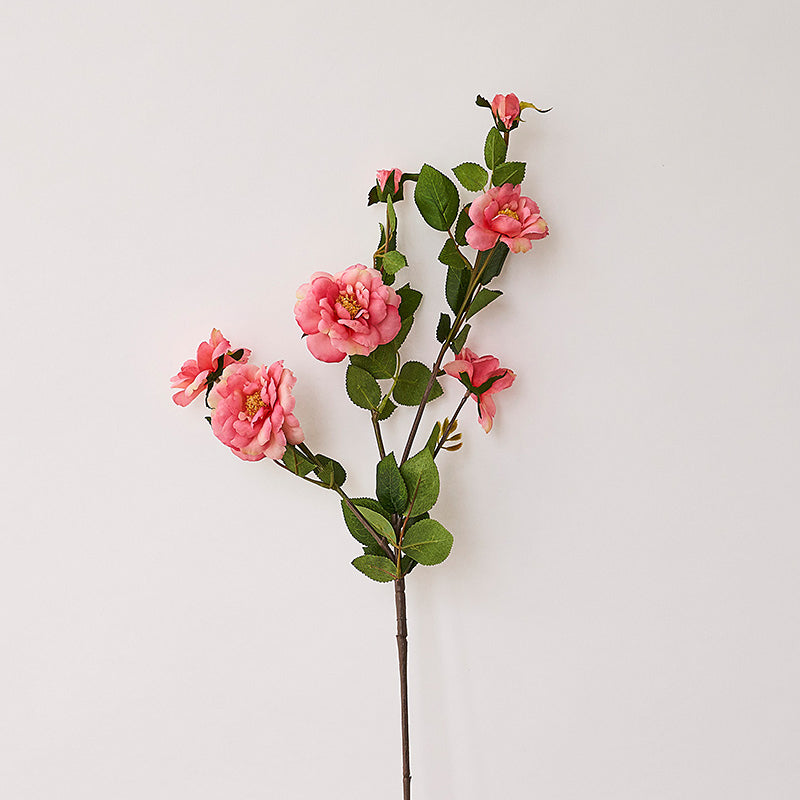 Real Touch Artificial China Rose Stem - Botanical Rose Branch - 29.5"