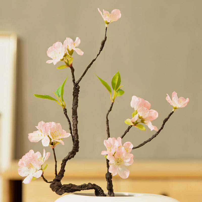 Cherry Blossom Artificial Flower Arrangement in Small Oval Vase - 12.5"