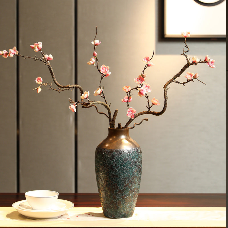 Plum Blossom Faux Flower Arrangement in Bubble Glaze Vase - 22.5"