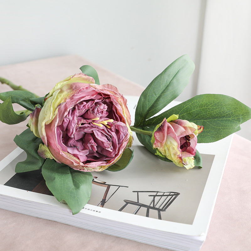 Real Touch Artificial French Peony Stem - Garden Style Peony Branch - 19.2"