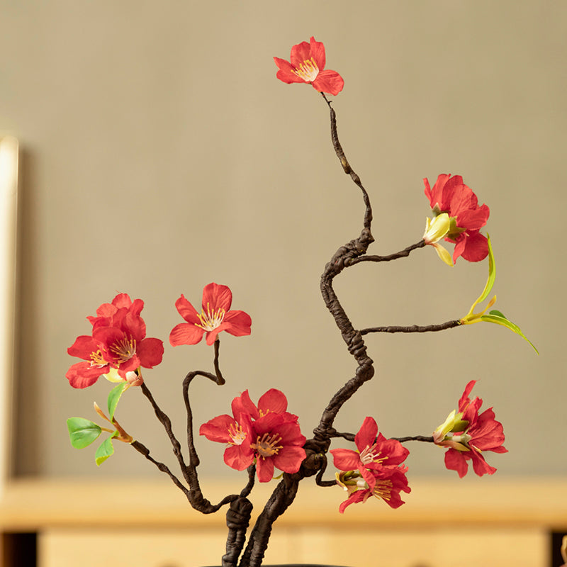 Cherry Blossom Artificial Flower Arrangement in Small Oval Vase - 12.5"