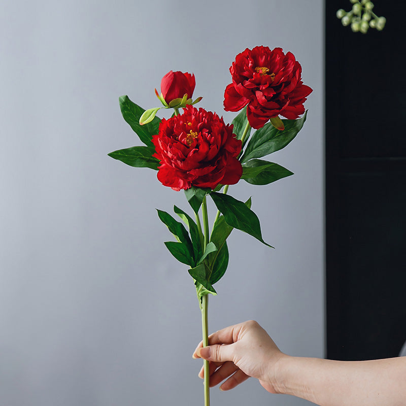 Real Touch 3-Head Peony Stem - 29.5"