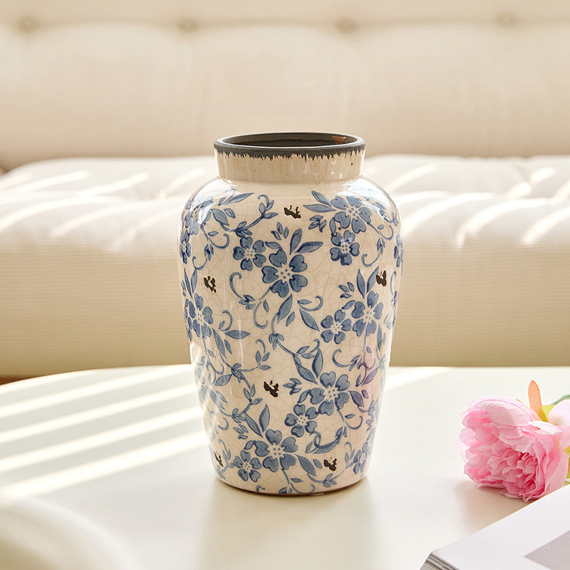 Ortensia a 3 teste in vaso di porcellana blu e bianco - 21.6"