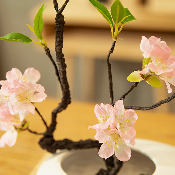 Cherry Blossom Artificial Flower Arrangement in Small Oval Vase - 12.5"