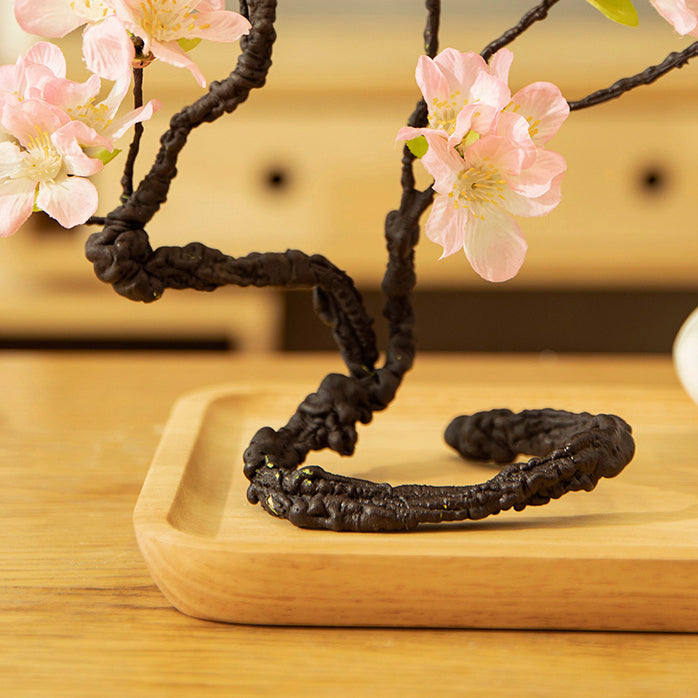 Cherry Blossom Artificial Flower Arrangement in Small Oval Vase - 12.5"