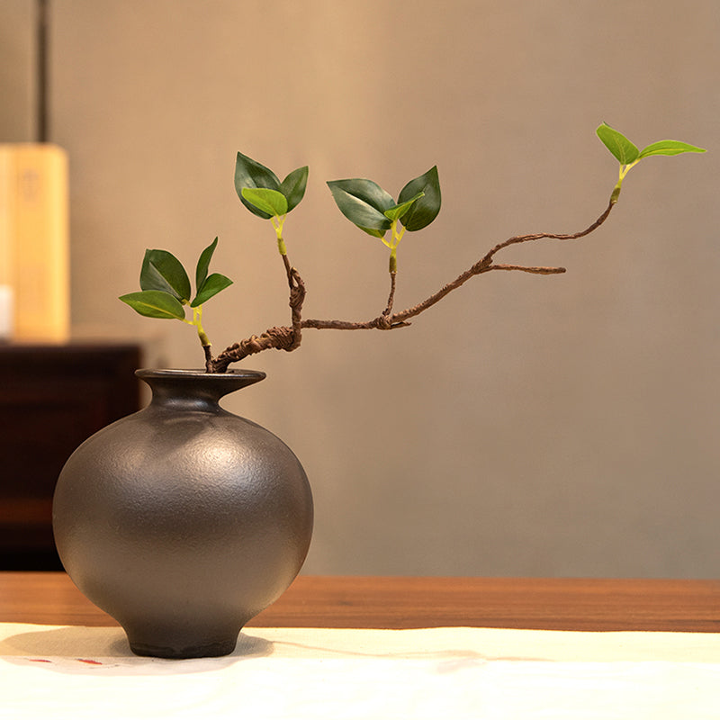 Artificial Ficus Plant in Antique Ceramic Vase - 11"