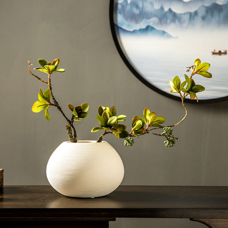 Zijde Herfst Furin-Tsutsuji Tak in Eenvoudige Keramische Vaas - 15"