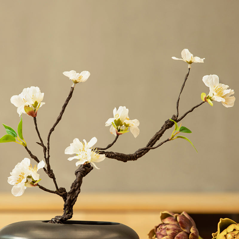 Cherry Blossom Artificial Flower Arrangement in Small Oval Vase - 12.5"
