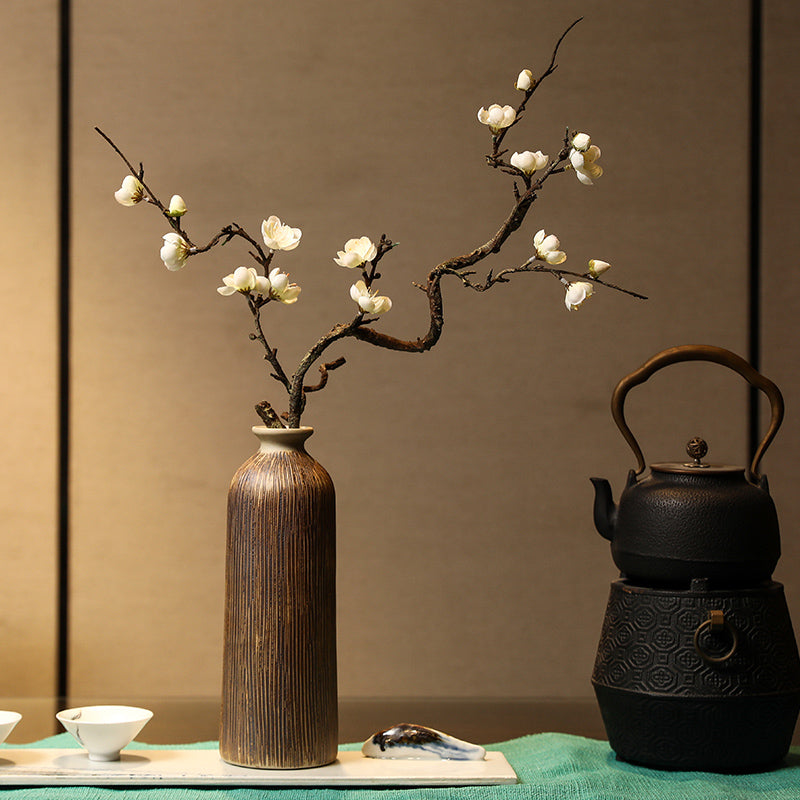 Artificial Plum Blossom Branch - Spring Flowering Stem with Buds - 31.5"