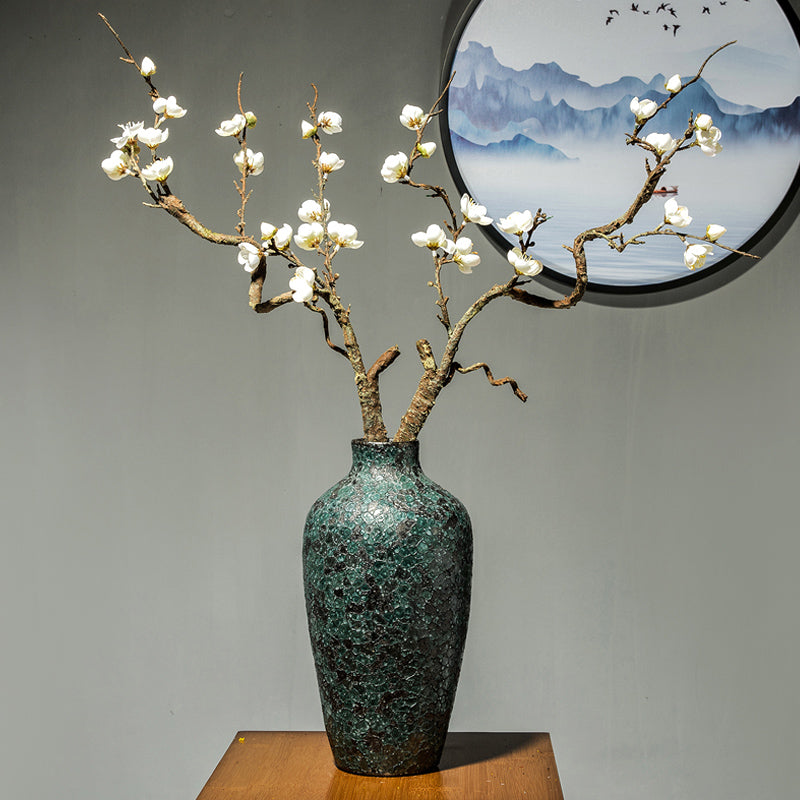 Plum Blossom Faux Flower Arrangement in Bubble Glaze Vase - 22.5"