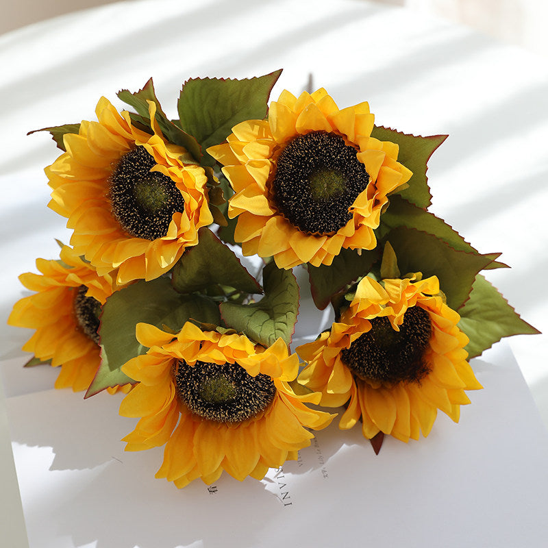 Faux Sunflower Floral Arrangement in Vintage Ceramic Vase - 17.8"
