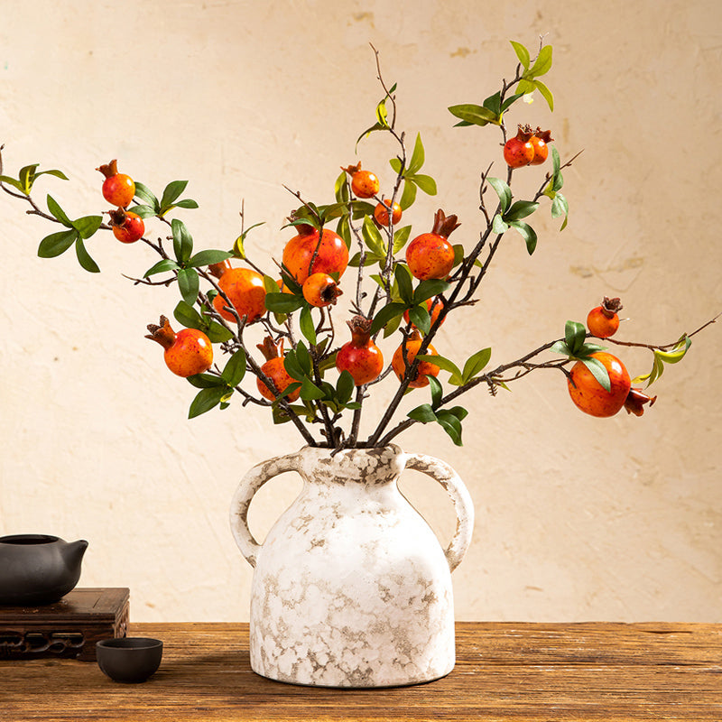 Artificial Pomegranate Branch in Amphorae Vase - 17.5"