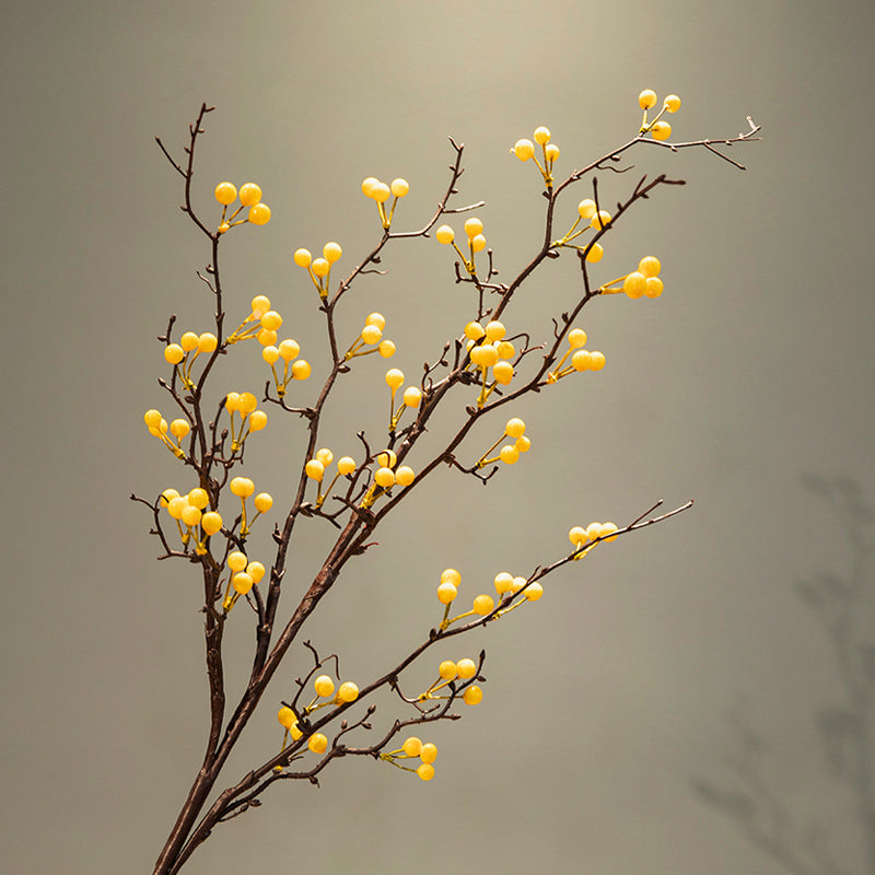Künstliche Fortune-Frucht in dunkelgrüner Steingutvase - 31.5"