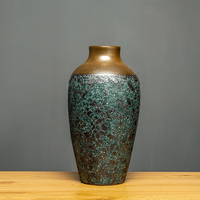Golden glazed clay pot - 11"