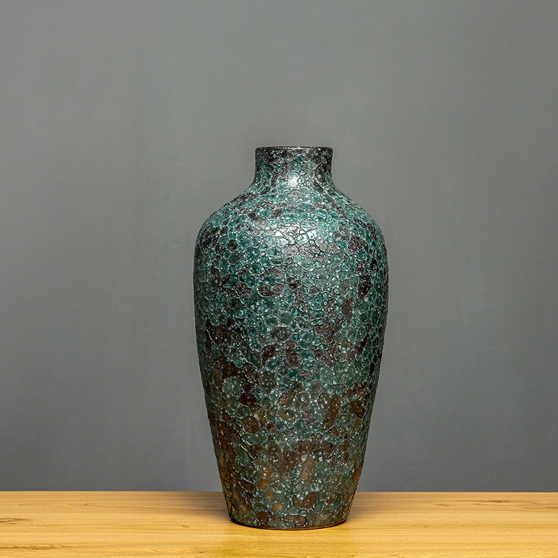 Green glazed clay pot - 11"