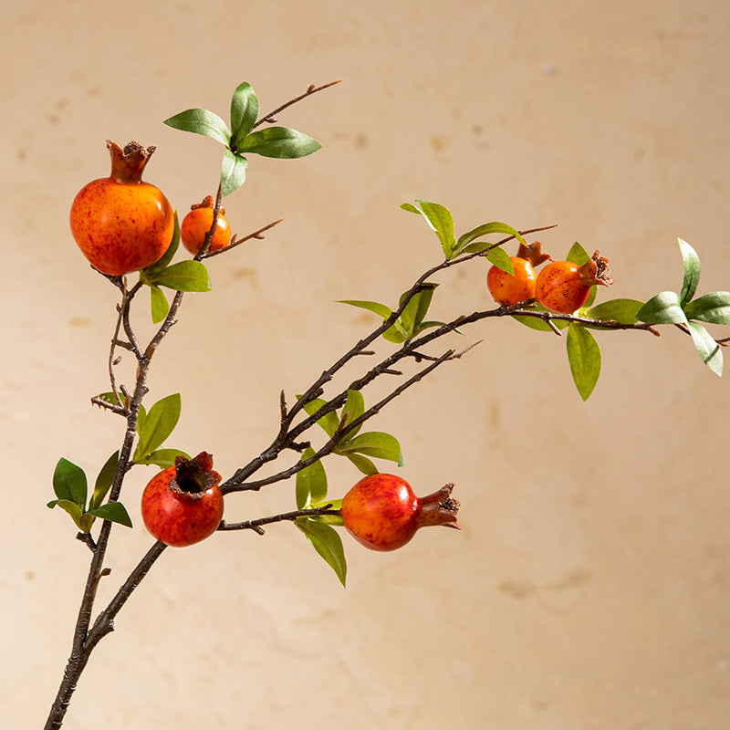 Artificial Pomegranate Branch in Amphorae Vase - 17.5"