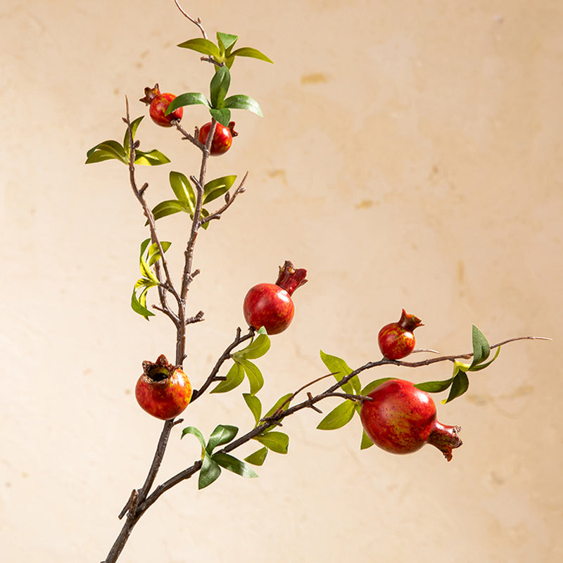 Artificial Pomegranate Branch in Amphorae Vase - 17.5"