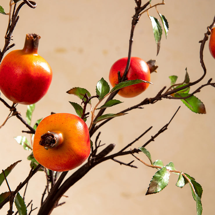 Artificial Pomegranate Branch in Amphorae Vase - 17.5"