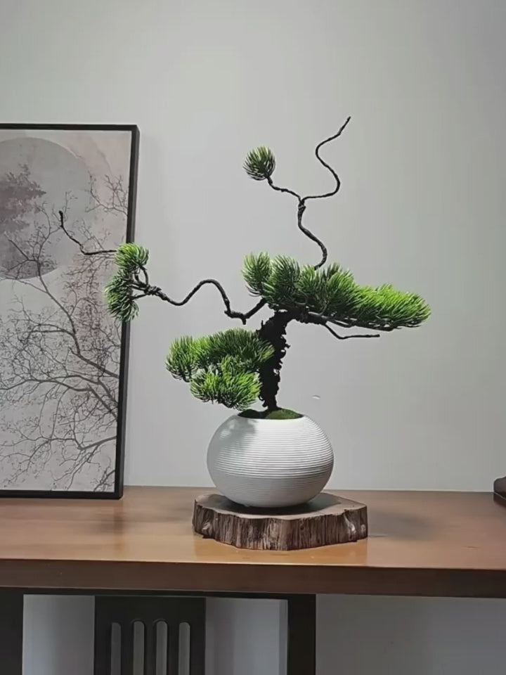 Albero di pino finto in vaso di ceramica bianca - 12.6"