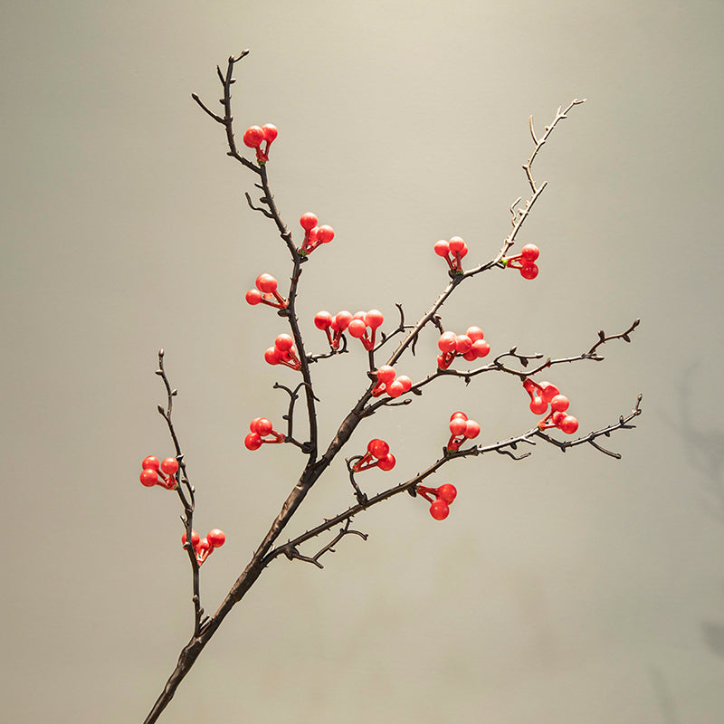 Artificial Red Fortune Fruit in Green Jade Ceramic Vase - 21.5"