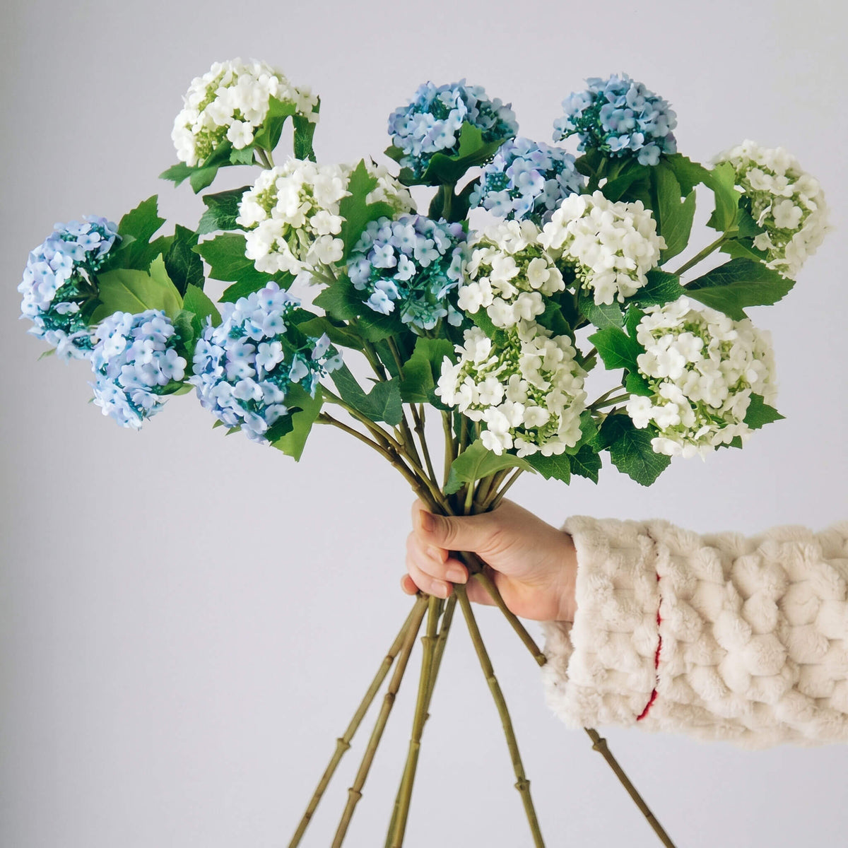 Real Touch Artificial Hydrangea Stem - Full Bloom Floral Branch for Vase Styling - 26"