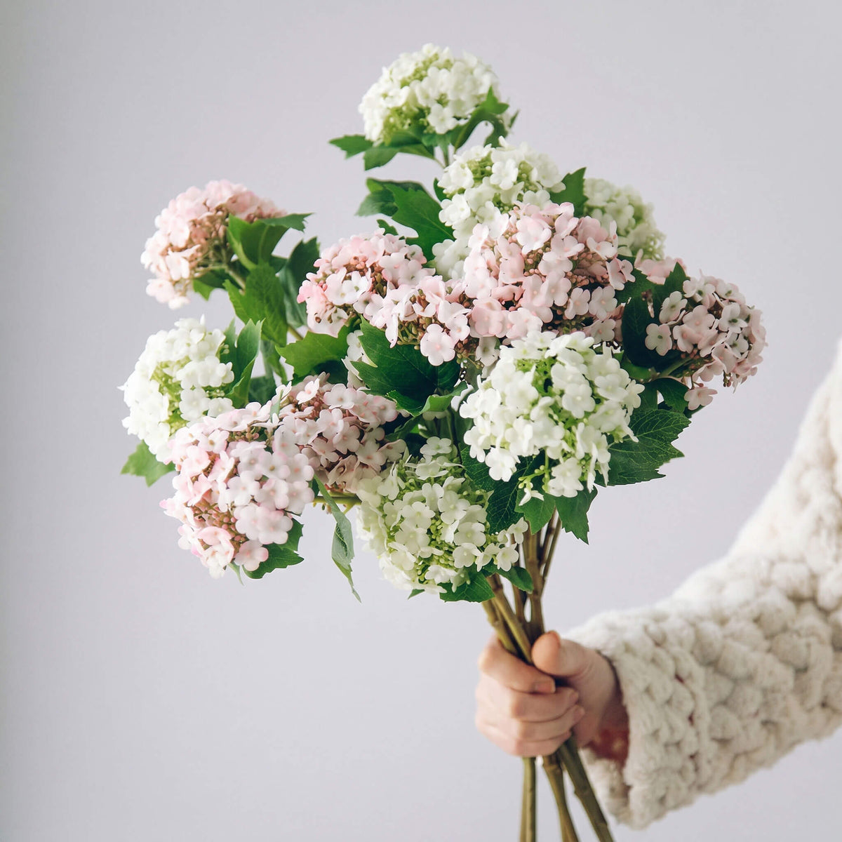 Real Touch Artificial Hydrangea Stem - Full Bloom Floral Branch for Vase Styling - 26"