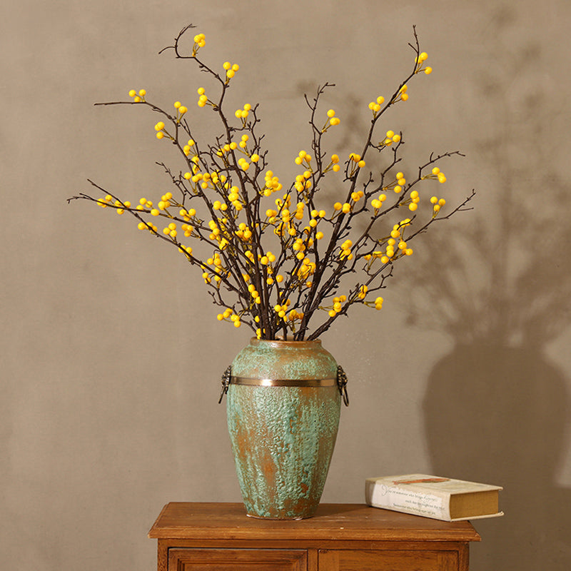 Faux Fortune Fruit in Patina Ceramic Vase - 31.5"