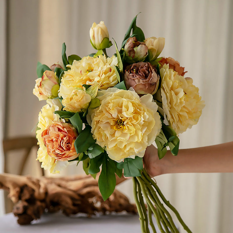 Faux Peony Stem - Blooming Floral Branch - 19.2"
