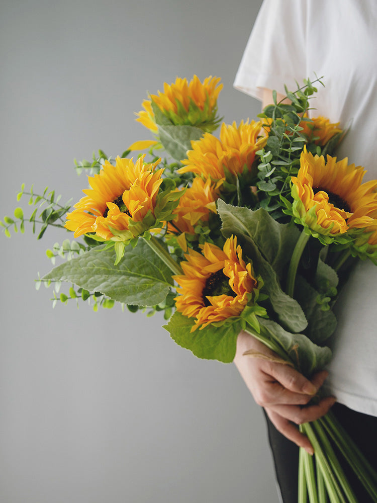 Real Touch Artificial Sunflower Stem - Tall Floral Branch for Vase Decor - 23.6"
