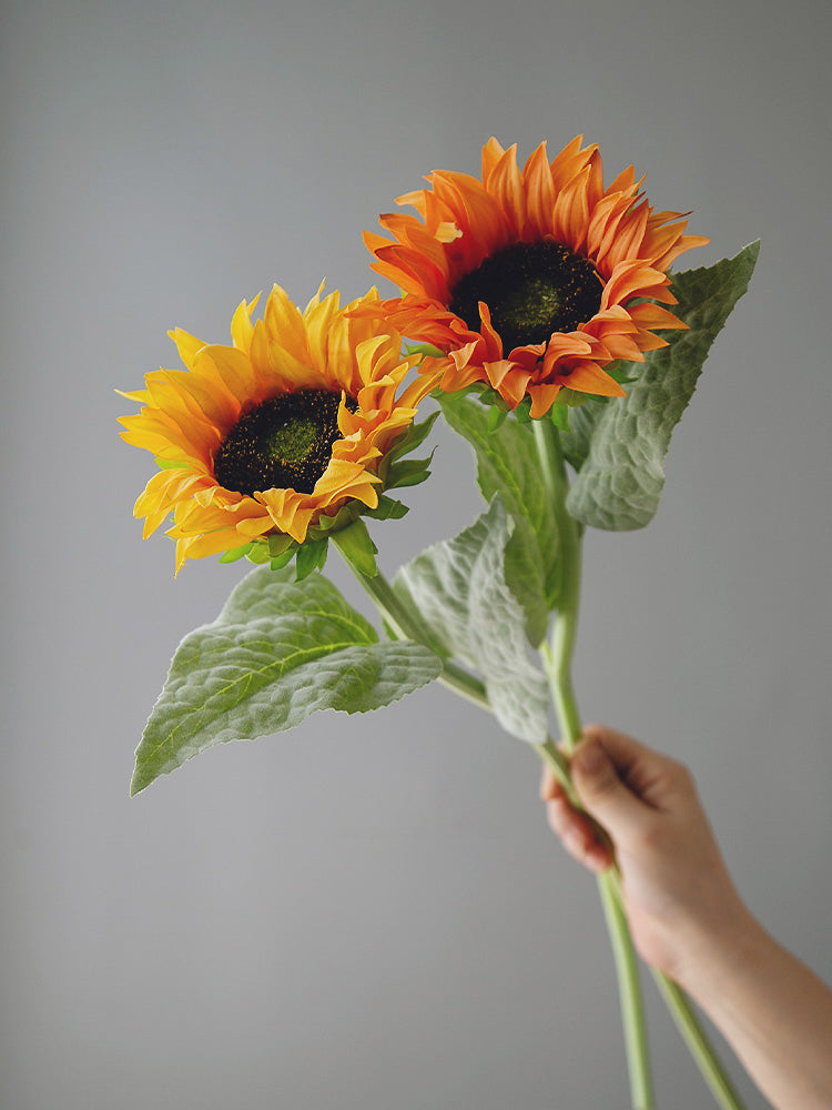 Real Touch Artificial Sunflower Stem - Tall Floral Branch for Vase Decor - 23.6"