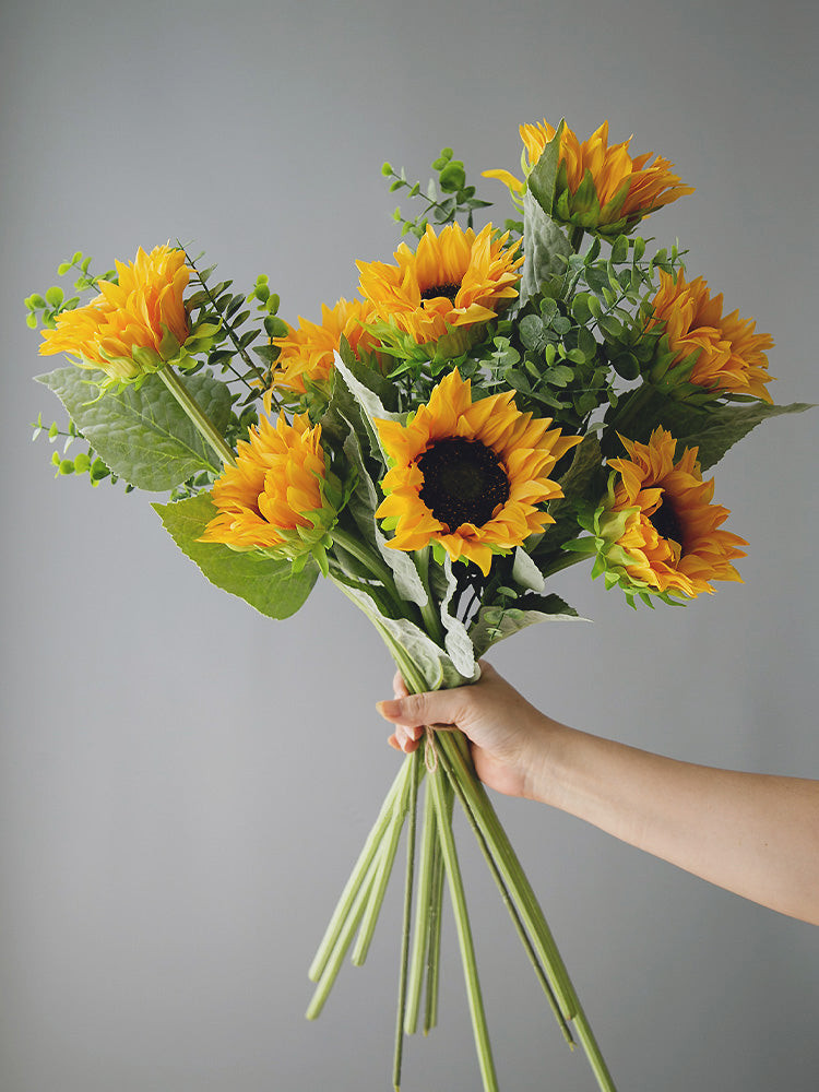 Real Touch Artificial Sunflower Stem - Tall Floral Branch for Vase Decor - 23.6"