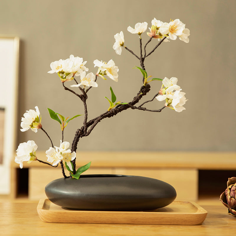 Cherry Blossom Artificial Flower Arrangement in Oval Vase - 15&