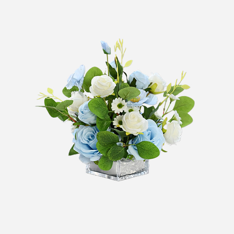 Blue and White Faux Flower Centerpiece - 9.8‘’